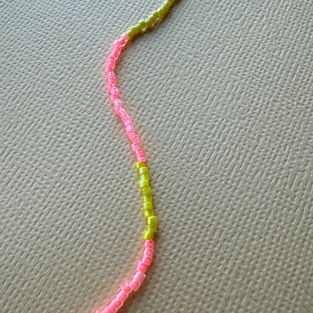 Beaded Neon Multi-Color Necklace - Pink, Yellow & Cream - Picture 4 of 11